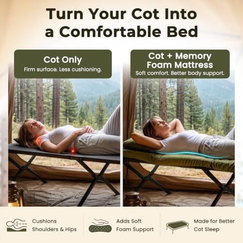 BDEUS Memory Foam Camping Mattress Pad 3inch Cot Size Waterproof Roll Up Bed Sleeping Mat for Adults Portable Roll Up Mattress for Travel Guest Floor Bed Cot Mattress Pad for Car, Tent