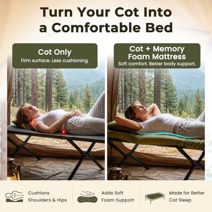 BDEUS Memory Foam Camping Mattress Pad 3inch Cot Size Waterproof Roll Up Bed Sleeping Mat for Adults Portable Roll Up Mattress for Travel Guest Floor Bed Cot Mattress Pad for Car, Tent