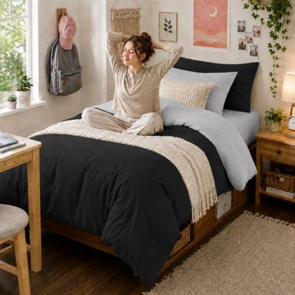 Anluoer Twin Comforter Set, 5 Piece Bed in a Bag Twin Bedding Sets