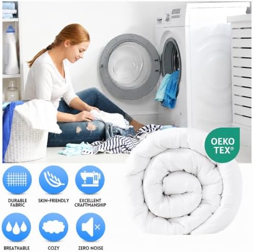 EASELAND Twin Size Down Alternative Comforter, White, 64x88 Inches