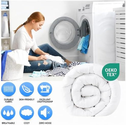 EASELAND Twin Size Down Alternative Comforter, White, 64x88 Inches