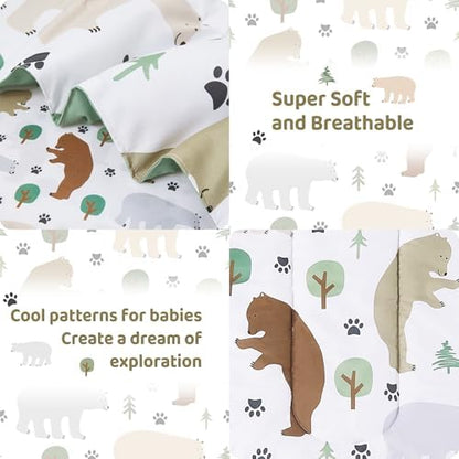 lasoftan Toddler Bedding Set, Toddler Bed Comforter Sets for Girls, Toddler Bed Set, Forest Bear Printed