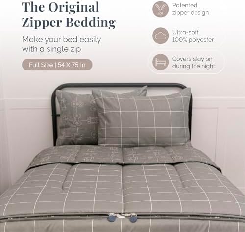 Beddy's Gray Gamer All-in-One Zipper Bedding Set for Kids/Teens - Full