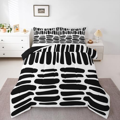 jejeloiu Modern Geometric Comforter Set Boho Bedding Set Queen Size 3 Pcs