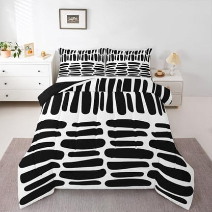jejeloiu Modern Geometric Comforter Set Boho Bedding Set Queen Size 3 Pcs