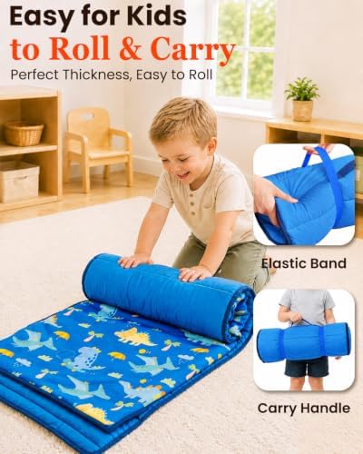 Primlect Toddler Nap Mat with Pillow, Roll Up Extra Large Sleeping Bag