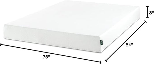 Zinus 8 Inch Full Green Tea Memory Foam Mattress [New Version], Fiberglass Free, Medium Firm Feel, Zoned Pressure Relief, Certified Safe Foams & Fabric, Mattress in A Box