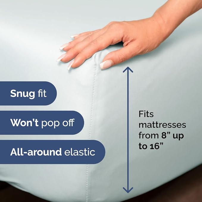Full XL Bed Sheet - 4 Piece Full XL Bed Sheets Set - Soft, Breathable & Cooling - Hotel Luxury Bedding for Women, Men, Kids, Teens, Boys & Girls - Deep Pockets, Comfy, Fade & Wrinkle Free - Ice Blue
