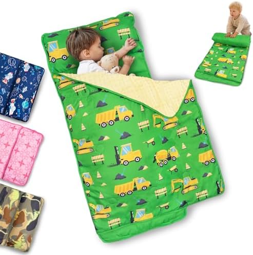 Primlect Toddler Nap Mat with Pillow, Roll Up Extra Large Sleeping Bag