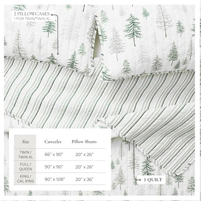 Great Bay Home Lodge Quilt Set - 3-Piece King/California King Size Rustic Bedding Set - Lightweight, All-Season, Reversible Bedspread (Grey/Green)