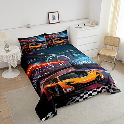 Feelyou Boys Race Car Toddler Size Bedding Set Kids Racing Car Comforter Extreme Sports Comforter Set for Teens Cool Car Comforter Car Room Decor Car Sports Quilt Set 1 Comforter Set with 1 Pillowcase