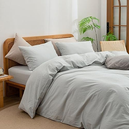 BESTOUCH Cotton Solid Duvet Cover Set Northern Droplet Grey Super King Plus