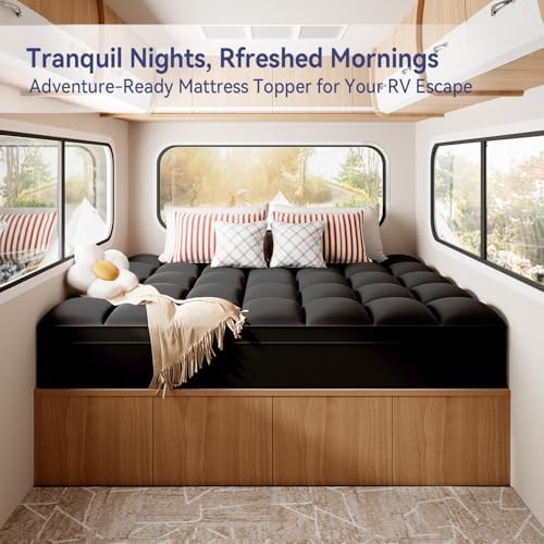 ELEMUSE RV Short Queen Black Mattress Topper, Pillow Top Mattress Pad