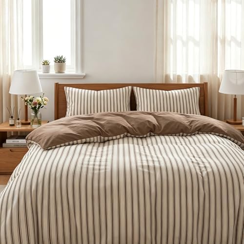 Nayoroom Brown Striped Comforter Set King Mocha Stripe Bedding