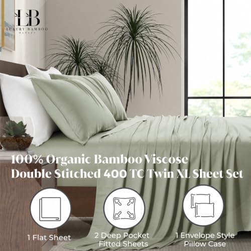 |Twin XL Size Sheet Set | Organically Grown | Ultra Soft & Cooling |100% Viscose | 15" Deep Pocket [Willow]
