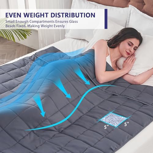 yescool Weighted Blanket for Adults 17lbsQueen Size, 60" x 80", Grey