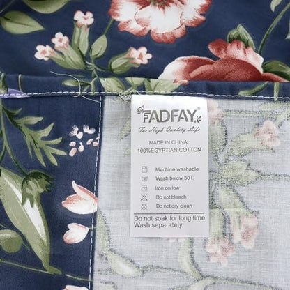 FADFAY Sheets Set Cal King Vintage Dark Blue Floral Bedding Shabby Peony Floral Sheets French Country Bedding 800 Thread Count 100% Egyptian Cotton Deep Pocket Fitted Sheet 4Pcs, California King Size