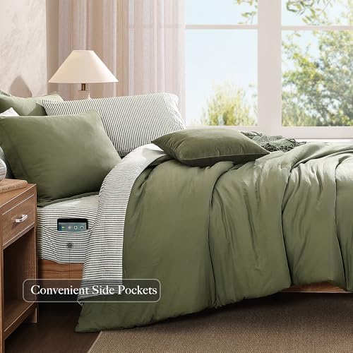 Monbix Queen Comforter Set - 7 Pieces Soft Bed in a Bag Queen Bedding Sets