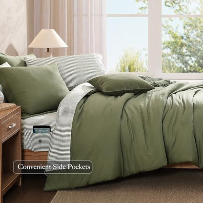 Monbix Queen Comforter Set - 7 Pieces Soft Bed in a Bag Queen Bedding Sets