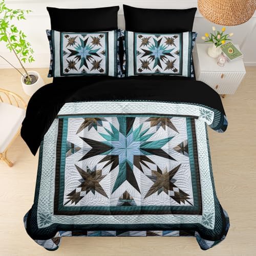 QOOMO Boho 7 Pieces Comforter Set Queen Size,Bohemia Bedding Set for Kids