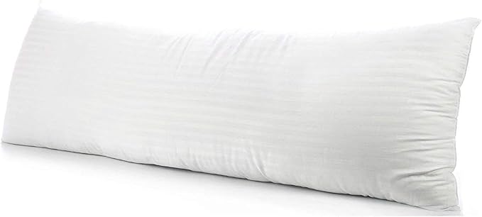 Comfort Beddings Body Pillowcase, 100% Organic Cotton 600 Thread Count Sateen, Soft Cooling White Stripe, 1-Pack, Hidden Zipper Closure, Hotel Quality, Fade & Shrink Resistant, 20 x 48 Inches