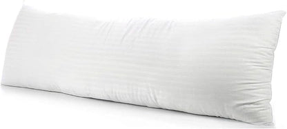 Comfort Beddings Body Pillowcase, 100% Organic Cotton 600 Thread Count Sateen, Soft Cooling White Stripe, 1-Pack, Hidden Zipper Closure, Hotel Quality, Fade & Shrink Resistant, 20 x 48 Inches