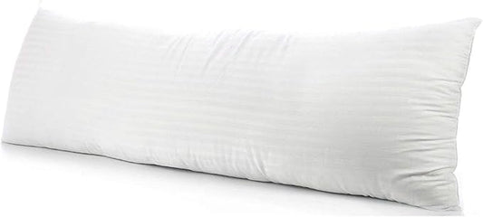 Comfort Beddings Body Pillowcase, 100% Organic Cotton 600 Thread Count Sateen, Soft Cooling White Stripe, 1-Pack, Hidden Zipper Closure, Hotel Quality, Fade & Shrink Resistant, 20 x 48 Inches