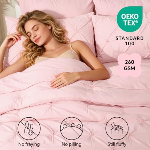 BEDELITE Full Comforter Set Baby Pink,Lightweight & Soft Comforter