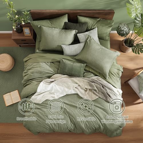 Monbix Oversized Queen Comforter Set Sage Green 7 Pieces Bed in a Bag