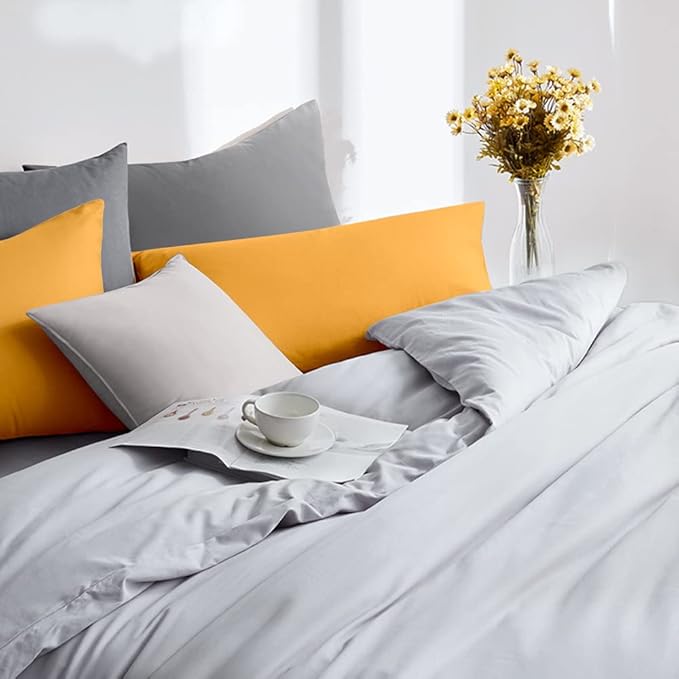 FLXXIE Pillow Cases Standard Size, Soft Microfiber Pillow Covers with Envelope Closure, Wrinkle, Stain Resistant Pillowcases, 2 Piece Set, 20x26, Ginger Yellow