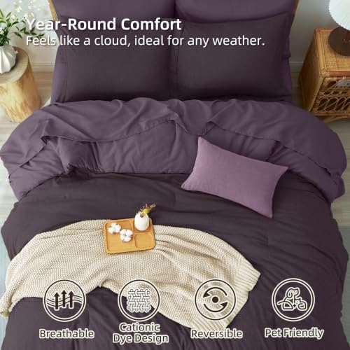 Upgraded Cationic Dyed King Comforter Set, 7-Piece Bed in a Bag