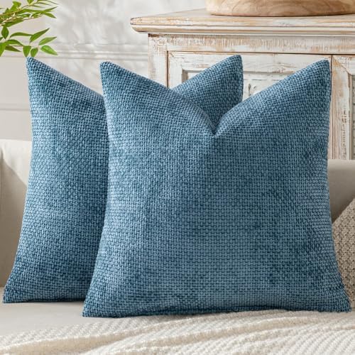 MIULEE Decorative Couch Throw Pillow Covers 18x18 Inch Coastal Blue 2 Pack