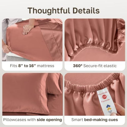 California Design Den Luxury 600 Thread Count Cal King Sheets, Terracotta