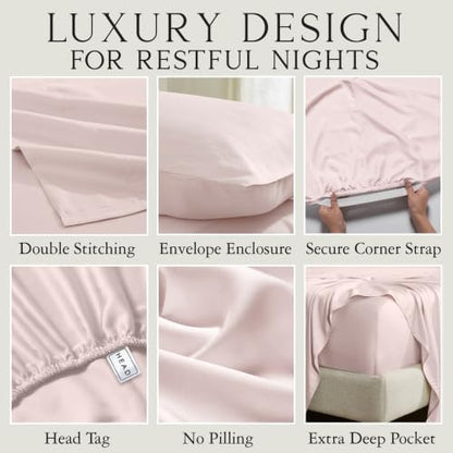 KARISSA MAE 7 Piece Luxury Bamboo Viscose Split King Sheets, FSC Certified