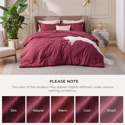 Bedsure Red Twin Comforter Set, Soft College Dorm Room Essentials 2 Pcs