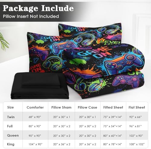 WeCozy 7 Pieces Full Comforter Set for Boys - Gaming Bedding for Kids