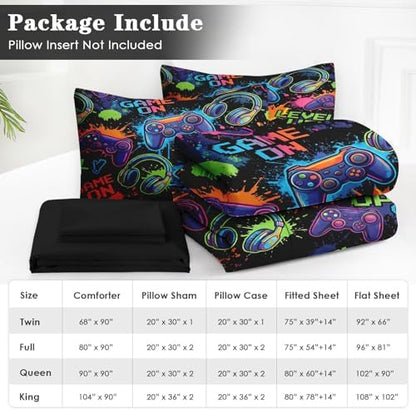 WeCozy 7 Pieces Full Comforter Set for Boys - Gaming Bedding for Kids