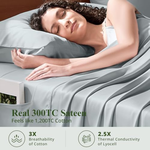 Bamboo Viscose Sheet Set Queen Size, Cooling Sheets Bed Set 4pcs