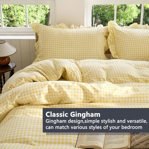 NSNLGSGC Yellow Gingham Ruffle Twin Duvet Cover