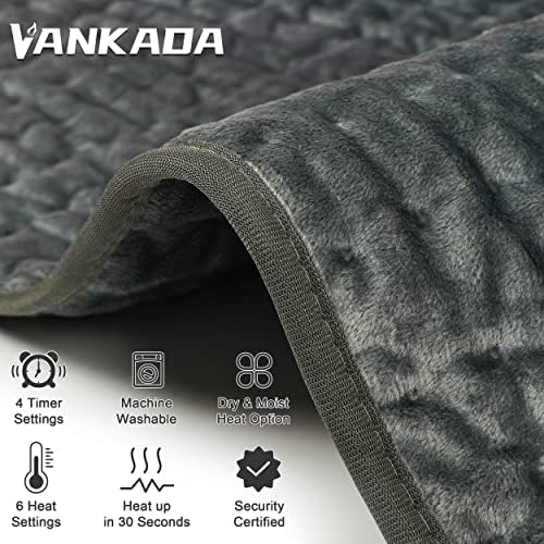 Heating Pad Electric Heat Pad, Hot Heated Pad,Multiple Temp and Timer Settings,Suitable for Shoulders, Neck, arms, Abdomen, Back, Legs, etc. (Gray Green, 40"X20")