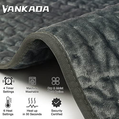 Heating Pad Electric Heat Pad, Hot Heated Pad,Multiple Temp and Timer Settings,Suitable for Shoulders, Neck, arms, Abdomen, Back, Legs, etc. (Gray Green, 40"X20")