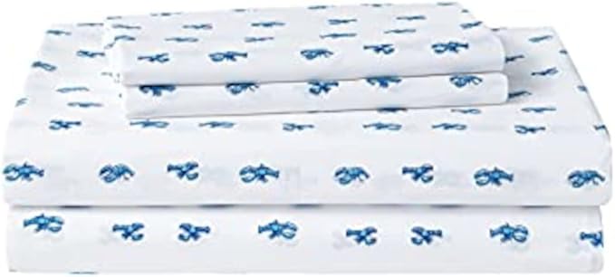 Nautica - King Size Sheets, Cotton Percale Bedding Set, Crisp & Cool, Coastal Home Decor (Cloyster Blue, King)
