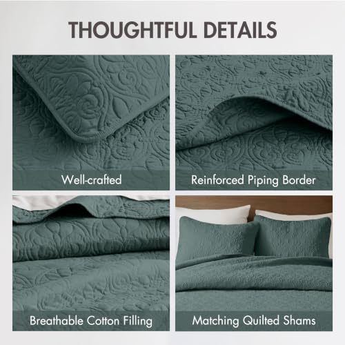 Madison Park King Quilt Bedding Set, Cottage-Inspired Damask, 3PC