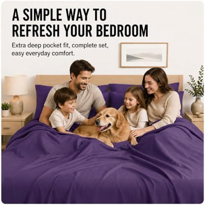 CozyLux Twin Sheet Set 4-Piece, 21-Inch Deep Pocket, Soft Brushed Feel