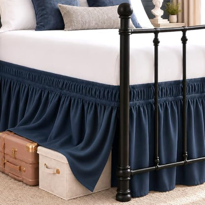 RIMELA Bed Skirt with Split Corners, Full, 15 Inch Drop, Navy Blue