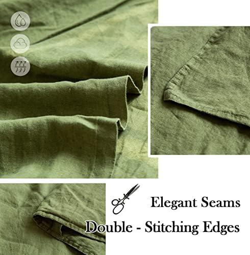 Simple&Opulence 100% Washed Linen Euro Shams 26'' x 26'' Pack of 2, Basic Style Solid Color Natural Flax Farmhouse Decorative Square Throw Pillow Covers for Bed Couch Sofa - Olive Green