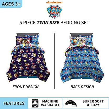 Franco Kids Bedding Super Soft Comforter and Sheet Set with Sham, 5 Piece Twin Size, Paw Patrol Movie