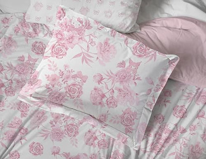 Jay Franco Comforter Set Includes Sheets and Pillow Covers - Soft and Cozy Bed Set for Stylish Room Decor, Official Licensed Product, Multi - Hello Kitty, 5 Piece Twin