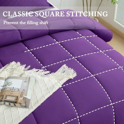 HIG 3pc Purple King Size Bedding Comforter Set Duvet Insert Blanket