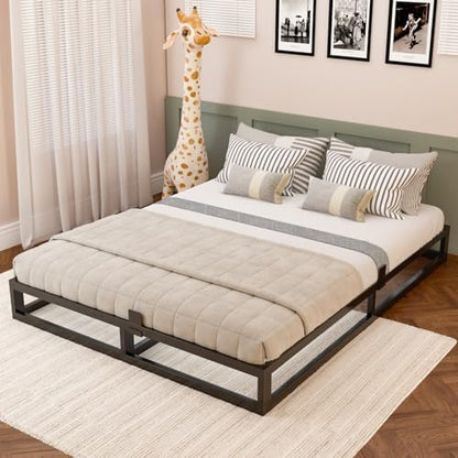 Bilily 6 Inch Queen Bed Frame with Steel Slat Support,Low Profile Queen Metal Platform Bed Frame Mattress Foundation,Heavy Duty,No Box Spring Needed,Easy Assembly,Noise Free